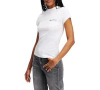 Jeans Karl Lagerfeld, Donna, T-Shirt Con Logo Essenziale A Maniche Corte Slim, Vestibilità Slim, Bianco, L