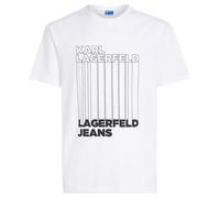 KARL LAGERFELD JEANS Regular Barcode Tee T-Shirt con Codice A Barre A Maniche Corte, vestibilità Regolare, Bianco, L Mens