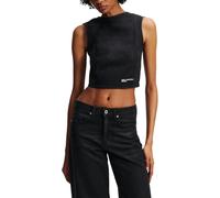 Karl Lagerfeld Jeans top crop in denim spalmato nero M