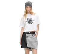 Karl Lagerfeld Jeans, Women's, Cropped Graffiti Tee, Regular Fit T-Shirt, Bianco, M Donna