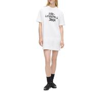 Karl Lagerfeld Jeans B1w13043 Graffiti Short Sleeve Short Dress Bianco L Donna