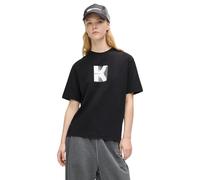 Karl Lagerfeld Jeans, Women's, Regular Short Sleeve K Logo Tee, Regular Fit, Black, L, Nero, L