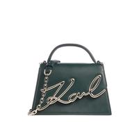 Karl Lagerfeld K/Signature 2.0 Borsa a tracolla verde, pelle granulata, donna