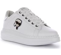 KARL LAGERFELD Kapri Lo Taglio Medio Basso con Lacci Da Trainer Bianco Argento