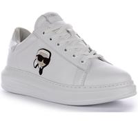 KARL LAGERFELD Kapri Pelle Taglio Medio con Lacci Trainer Bianco Mono Uomo UK 6