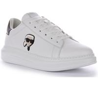 KARL LAGERFELD Kapri Pelle Taglio Medio Stringate Trainer Bianco Nero Uomo UK 6-