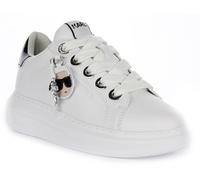 Karl Lagerfeld Kapri Twin Pendatnt Detail Low Lc Mid Cut Sneakers da donna, bianco e nero, 39 EU