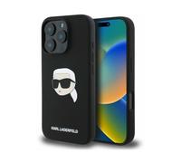 Karl Lagerfeld Karl Head Custodia in silicone nero per Magsafe - iPhone 16 Pro Max