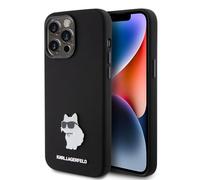 Custodia Choupette in metallo Karl Lagerfeld in silicone, nero - iPhone 15 Pro Max
