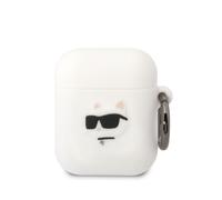 Karl Lagerfeld Kla2Runchh Airpods 1/2 Cover Biały/Bianco Silicone Choupette Head 3D