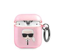 Karl Lagerfeld KLA2UKHGP - Custodia per AirPods rosa glitterata Karl`s Head