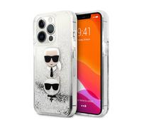Karl Lagerfeld Liquid Glitter Karl & Choupette Head Case, Argento - iPhone 13 Pro