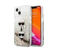 Karl Lagerfeld Liquid Glitter Karl & Choupette Head Case, Oro - iPhone 13 mini