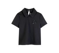 Karl Lagerfeld polo bambina manica corta con logo paillettes nero