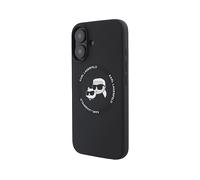 KARL LAGERFELD Protettiva KLHMP16SSKCHTCK Cover per Apple iPhone 16, Nero