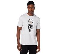 KARL LAGERFELD Reflective T, Karl Character with Headphones Short Sleeve Crew Neck Men’s Shirt, Bianco, S Uomo
