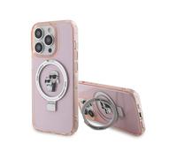 Karl Lagerfeld Ring Stand Karl & Choupette MagSafe - Custodia per iPhone 15 Pro (rosa)