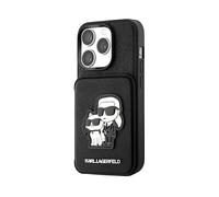 KARL LAGERFELD Saffiano con portacarte COVER per Apple iPhone 15 Pro, Nero