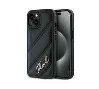 KARL LAGERFELD Scritta Trapuntata Diagonale COVER per Apple iPhone 15, Nero