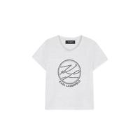 Karl Lagerfeld T-shirt bambina lurex con logo gioiello bianco grigio