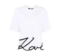 Karl Lagerfeld - T-Shirt con Orlo Signature - - Tops - Donna - Bianco - S