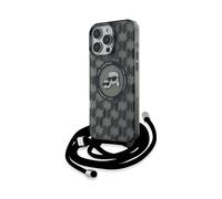 KARL LAGERFELD Tracolla monogramma e Choupette CUSTODIA MAGSAFE CON CORDINO per Apple iPhone 16 Pro Crea un look, Nero
