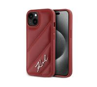 KARL LAGERFELD Trapuntatura diagonale Scritta COVER per Apple iPhone 15 14, Rosso