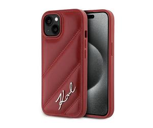 KARL LAGERFELD Trapuntatura diagonale Scritta COVER per Apple iPhone 15 14, Rosso