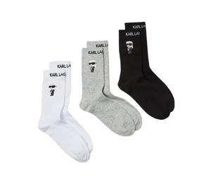KARL LAGERFELD Uomo K/Ikonik 2.0 Socks (3 Pack) Nero/Bianco/Grigio 35-38