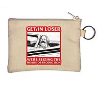 Karl Marx Get in Loser We are Seizing The Means of Production Portachiavi Portamonete Beige