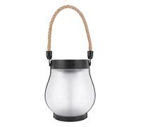 Karlak Luce Solare da Giardino, Lanterna Rustica con Bagliore Tremolante | Resistente agli agenti atmosferici, due opzioni di illuminazione, maniglia in corda di canapa, perfetta per l\'esterno,