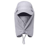 Karlak Protezione per Il Viso, Il Collo, la Protezione Solare per la Pesca, Protezione Completa per Orecchie, Viso e Collo Mentre Sei al Sole. Asciugatura Rapida, Antivento. Coperture (Grigio)