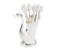 Karlak Set Cucchiaini Caffè Piccoli con Elegante Base a Cigno per Tea Party e Matrimoni Argento 6pz