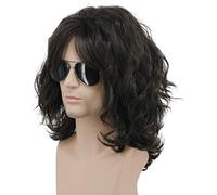 karlery California 70s 80s Rocker parrucca uomo donna lunga ricci marrone scuro