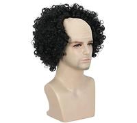 karlery Parrucca afro corta riccia nera con cappuccio calvo parrucca da uomo vecchio parrucca per cosplay di Halloween parrucca per feste