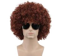 Karlery Parrucca Afro degli anni '70 e 80 - Parrucca corta arricciata marrone da discoteca rocker per carnevale Halloween Cosplay travestimento partito