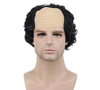 Karlery Parrucca corta e riccia adatta per travestimenti da uomo anziano, per Halloween, cosplay, feste in costume (nero)