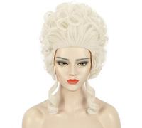 karlery Parrucca riccia bionda bianca corta donna parrucca costume coloniale regina