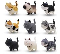 KARLOR Mini statuette da gattino, 9 pezzi, statuette decorative, statuette per gatti, decorazione realistica, per gatti, nero, grigio, arancione, bianco, in miniatura, decorazione per animali, tavolo