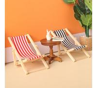 KARLOR Sedia da spiaggia in miniatura, 2 pezzi, in miniatura, 1:12, casa delle bambole, decorazione per la casa delle bambole, decorazione per la spiaggia, in miniatura, pieghevole