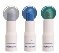 KARLOR Set di 3 penne glitterate per il viso, con glitter e brillantini, per il viso, per il viso, per carnevale, per il viso, con brillantini, per il corpo, occhi, argento, blu, verde (4-6)