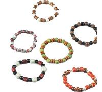 KARLOR Set di 6 bracciali con perle, stile boho, da donna, vintage, dell'amicizia Zen, in ceramica, legno, vetro, stile boho, per la guarigione dello yoga, elastisch, Ceramica, Nessuna pietra preziosa