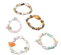 KARLOR Set di 6 bracciali con perle, stile boho, da donna, vintage, dell'amicizia Zen, in ceramica, legno, vetro, stile boho, per la guarigione dello yoga, elastisch, Ceramica, Nessuna pietra preziosa