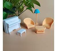 KARLOR Set di 6 mobili per bambole, mini sedia in rattan, lampada da terra, accessori decorativi 1:12, in miniatura, per la casa delle bambole, per il soggiorno, accessori per la casa delle bambole