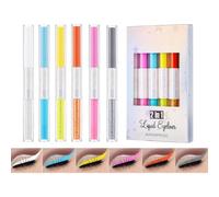 KARLOR Set di 6 penne colorate per eyeliner 2 in 1, opache e glitterate, impermeabili, liquide, ultra sottili, ombretto al neon, con brillantini, a lunga durata