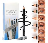 KARLOR Set di 6 penne per eyeliner, colore nero, bianco, nude, marrone, blu, verde, multifunzionale, impermeabile, a lunga durata, eyeliner sottile
