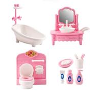 KARLOR Set di mobili per la casa delle bambole da bagno, 11 pezzi in miniatura, set di mobili da bagno, bagno, WC, lavandino, accessori per la casa delle bambole, 1:12, decorazione per la casa delle