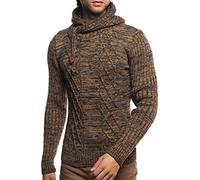 Karl's People K-108 - Felpa da uomo con cappuccio e collo sciallato, Camel Navy, S