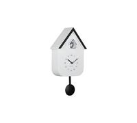 Karlsson Dupla Color - Orologio da parete a cucù, bianco, 21,5 x 21,5 x 41,5 cm, rettangolare, in plastica, orologio da parete moderno per soggiorno, orologio a cucù