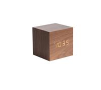 Karlsson KA5655DW - Sveglia, mini cubo, impiallacciatura di legno, LED, 8 x 8 cm